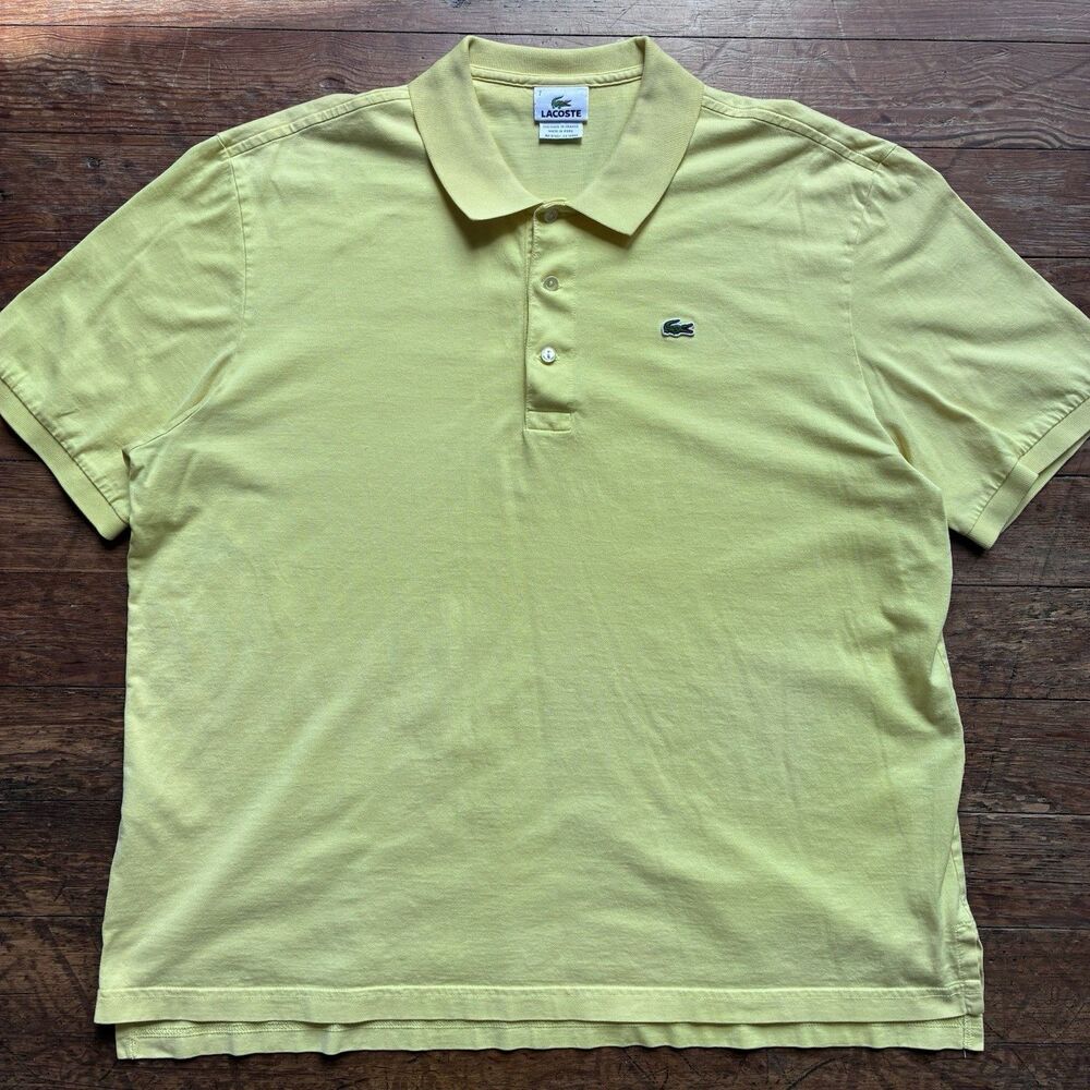 Lacoste Men’s Size 7 XL Yellow Pique Polo Shirt 100% Cotton Crocodile Logo